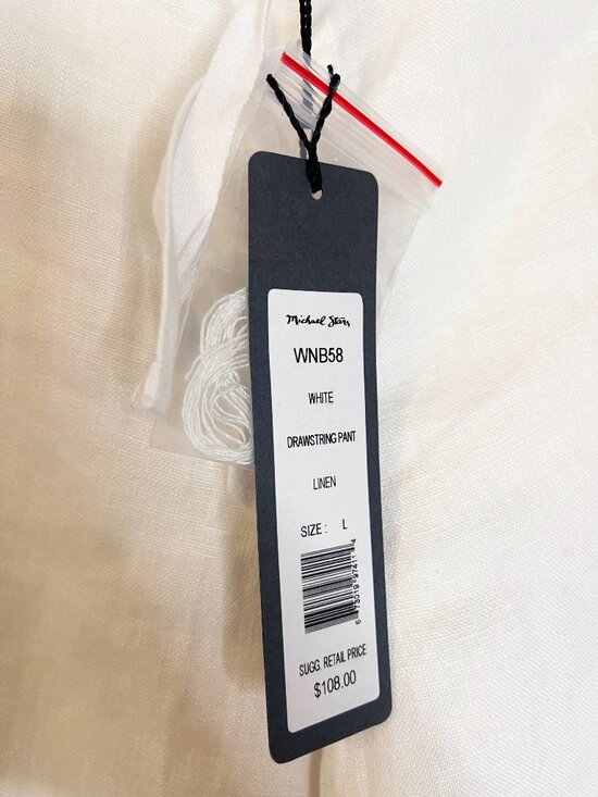 Michael Stars 100% Linen White Wide Leg Pants Women’s Drawstring Size Large NWT - Picture 5 of 9